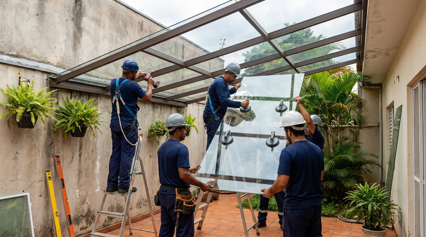 Instalação de cobertura de vidro em Petrolina-PE