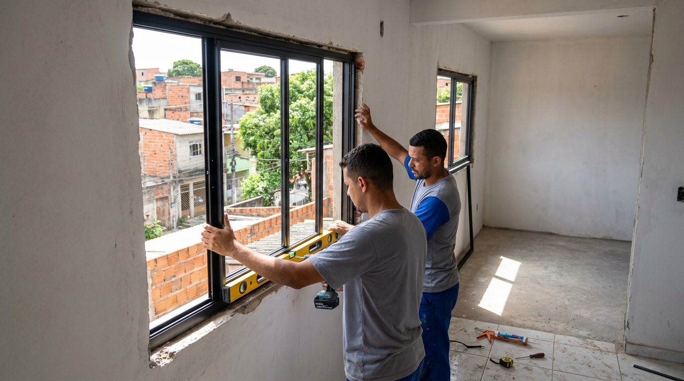 Esquadria de alumínio em obra em Petrolina-PE