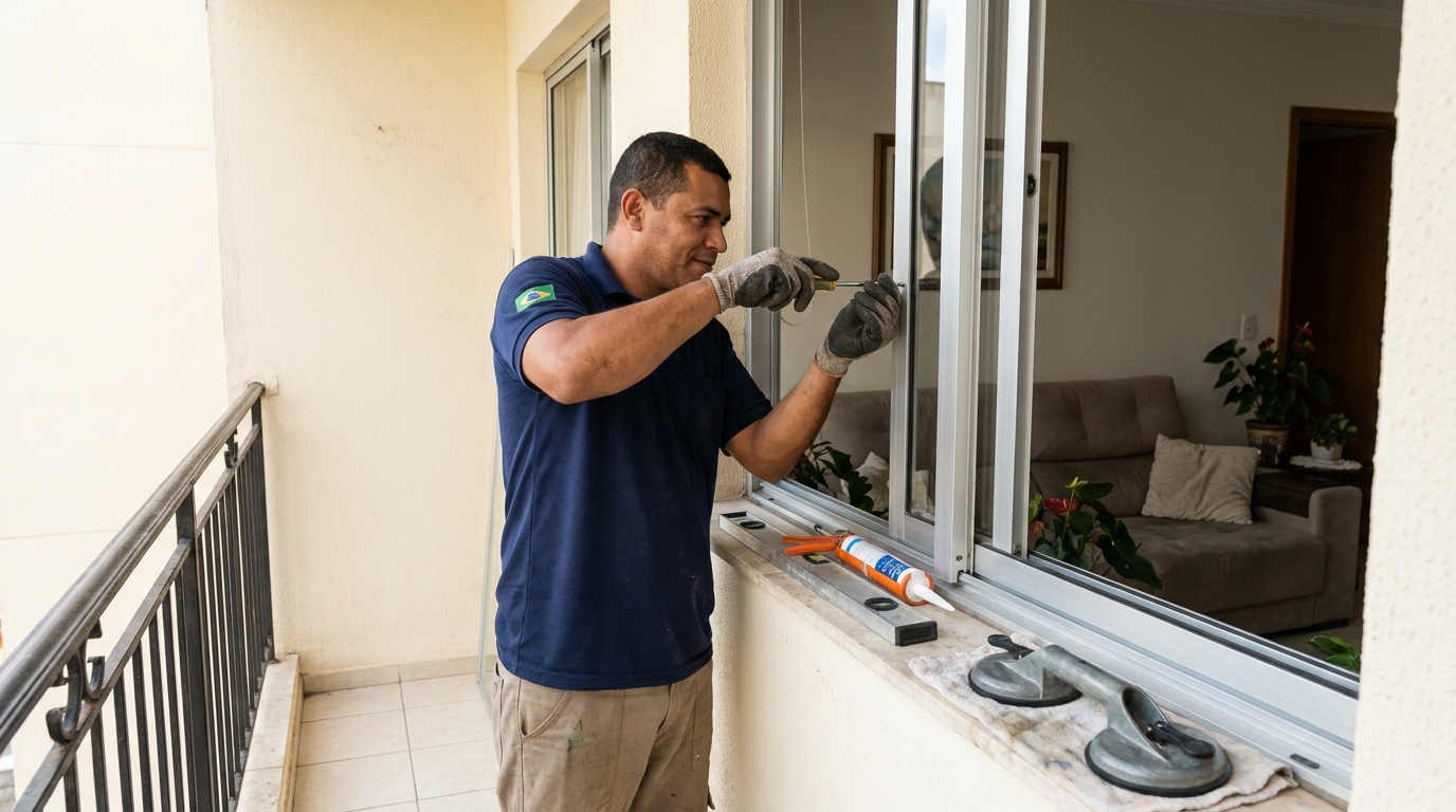 Janela com sala ao fundo em Petrolina-PE